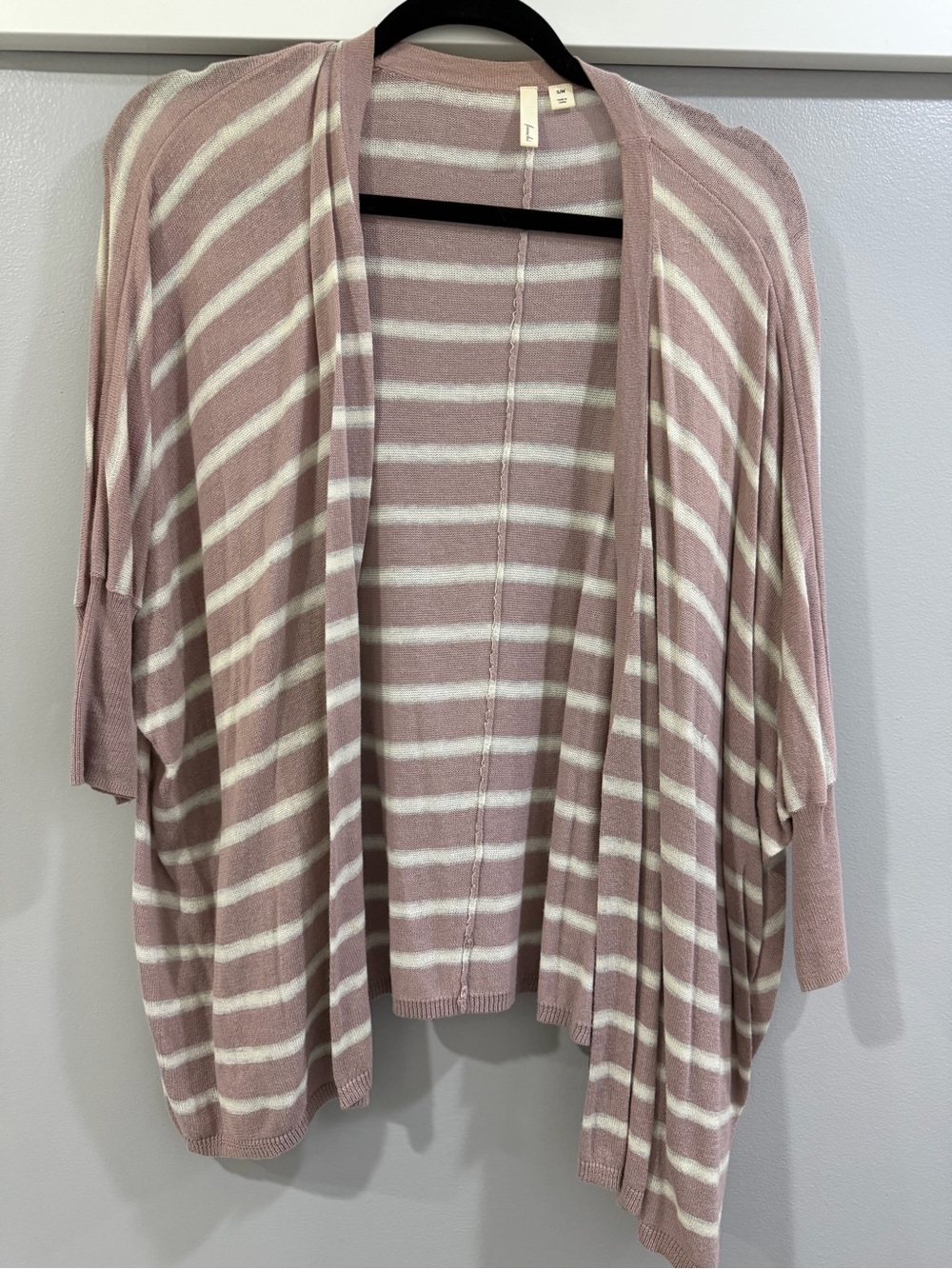 Frenchi Mauve and White Striped Drape Cardigan